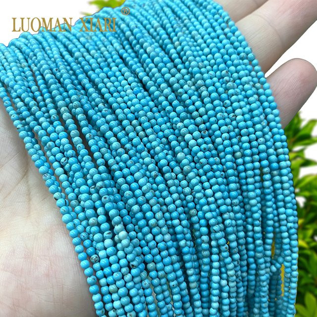 LUOMAN XIARI Spacer Perlen, Naturstein, Blau Türkis, Runde Perlen, Unisex - Bild 1