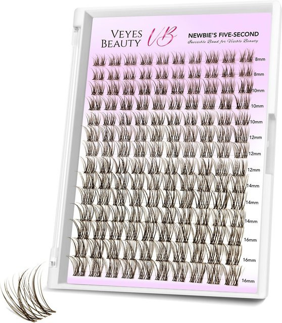 Veyesbeauty Aliva Wimpern-Cluster, braun, 140 Stück, 8-18mm - Bild 1