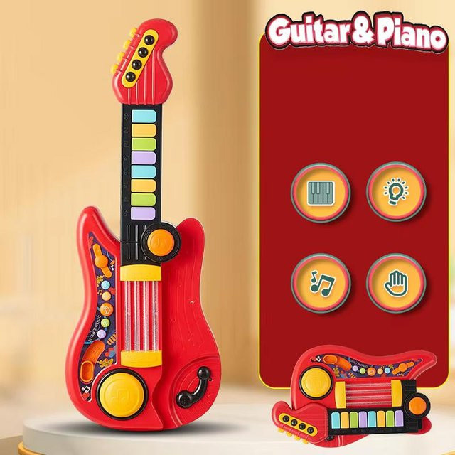 Linyi toy car, 2 in 1 elektrisches Gitarrenspielzeug, Gitarre und Klavier, ab 3 Jahren - Bild 1