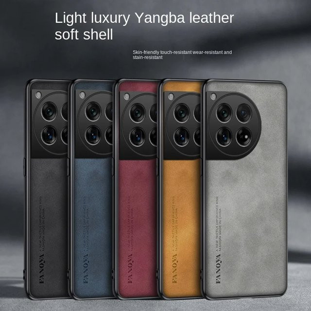Luxus PU Leder Handyhülle für OnePlus 12 in Blau mit mattem Vollschutz Silikon Rückseite - Bild 1