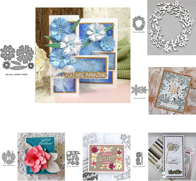 Metall Stanzform Blume und Schneeflocke in Silber für DIY Bastelprojekte, Scrapbooking und Karten Gestaltung - Bild 1