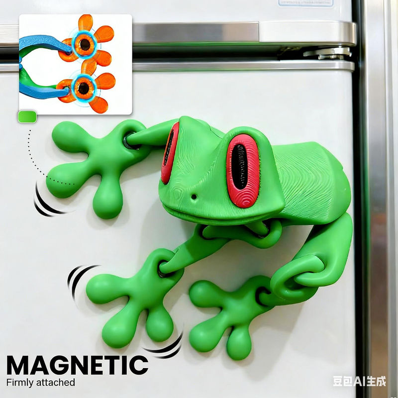 Topmix Froschfigur mit magnetischen beweglichen Gelenken als Stressspielzeug und Kühlschrankmagnet in Multicolor, Höhe: 12 cm - Bild 4
