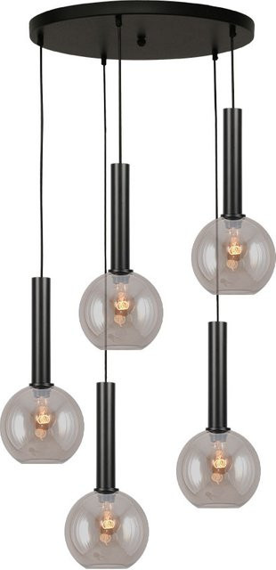 Masterlight Bella 2 Pendelleuchte 5-flammig rund in Gold und Schwarz matt mit Glas in Gold Fumé - Bild 1
