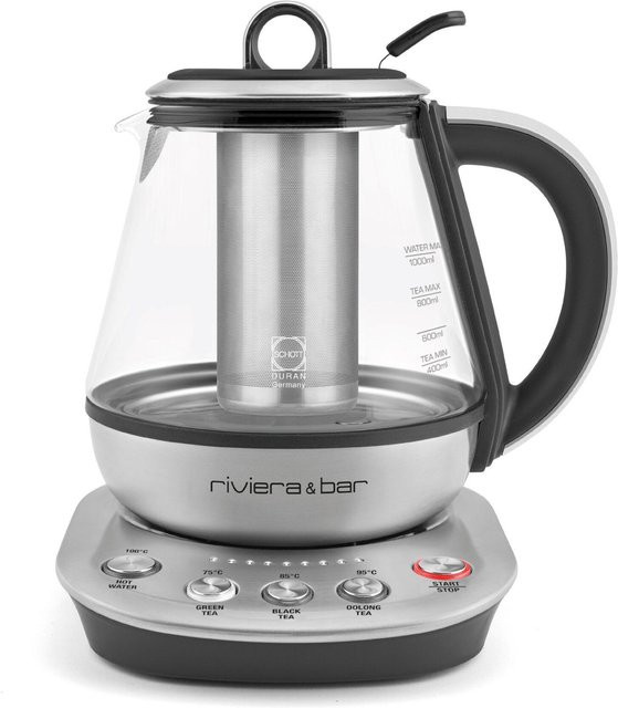 riviera&bar Tea Maker Compact Teemaschine aus DURAN Glas und Edelstahl in Transparent/Silber mit 3 Temperaturstufen und Warmhaltemodus - Bild 1