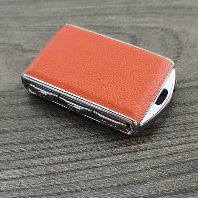 Taochloe Schlüsselhülle aus Zinklegierung und echtem Leder für Volvo S90 S60 XC60 XC40 V90 in Orange - Bild 1