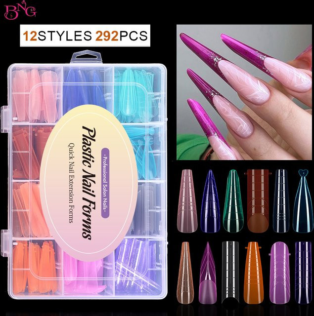 BNG Dual-Formen für Poly-Nagelgel, 292 Stück, Stiletto und Quadratisch - Bild 1