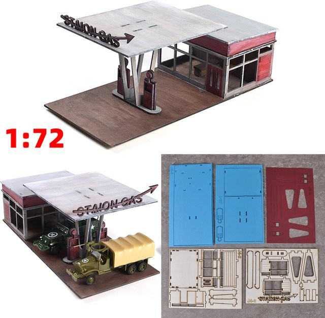 Cor Architekturmodell-Bausatz Miniatur-Tankstelle, 1:64 - Bild 1