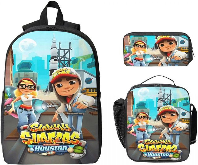 Fancy Style Studio Subway Surfers Schultaschen Set für Kinder in Schwarz und Multicolour mit Rucksack, Federmäppchen und Brotdose - Bild 1