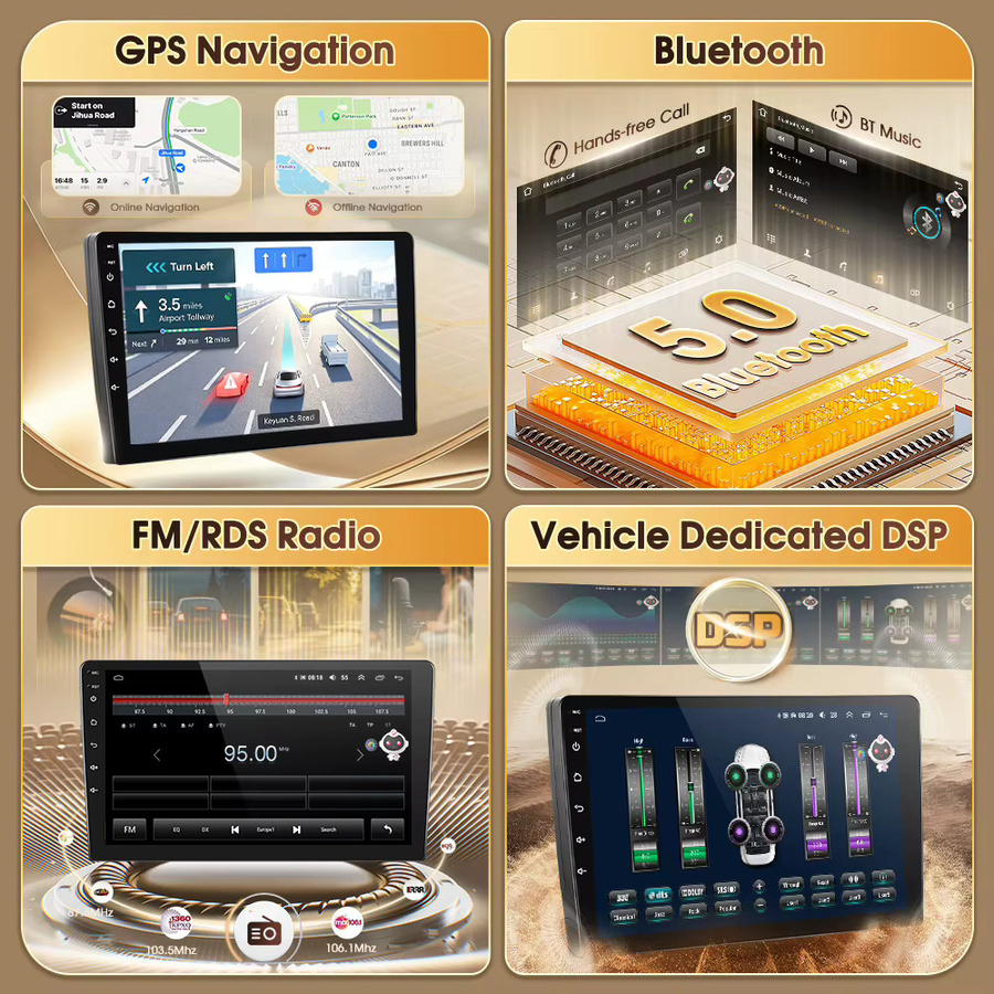 Podofo 2Din Android Autoradio mit 10 Zoll Display, 8 Kerne, 128 GB Speicher, WiFi, GPS, Carplay und Android Auto für Renault Trafic 2001-2010, Opel Vivaro 2006-2010 und Nissan Primastar 2006-2014, Schwarz - Bild 4