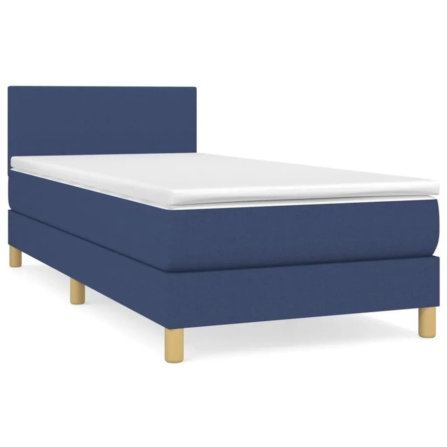 vidaXL Boxspringbett mit Matratze in Blau, Hybrid-Design mit Taschenfederkern, B/T: 90 x 200 cm - Bild 2