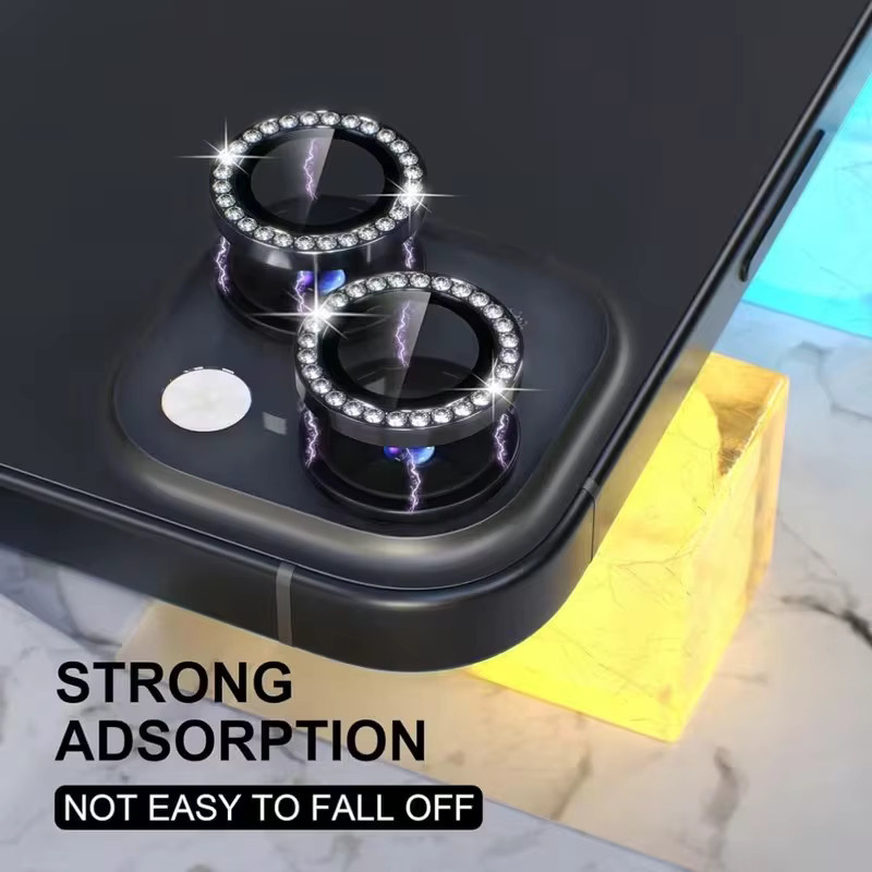 Steinglas-Kameraschutz Set für Apple iPhone 16 15 14 13 12 11 Pro Max Mini und iPhone 16e 17e Air in Schwarz - Bild 4