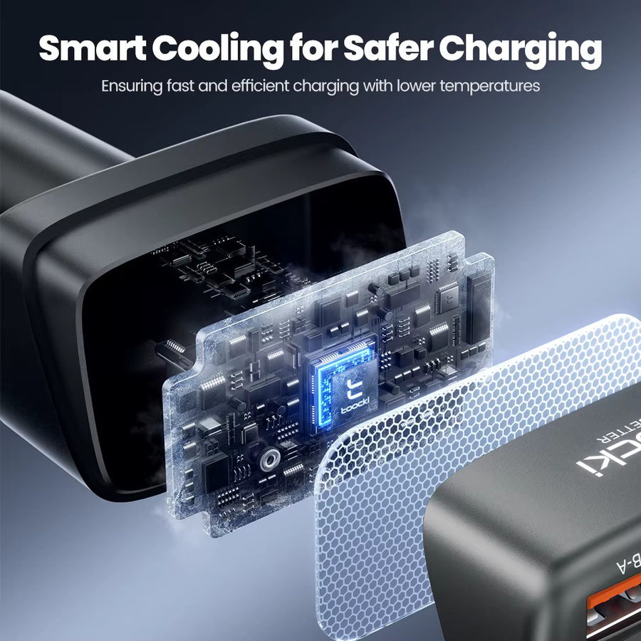 Toocki 105 W Auto Ladegerät mit Display, 3-in-1 Schnellladegerät mit PD 45 W, 30 W und PPS, USB-C für iPhone, Samsung und Xiaomi, Schwarz/Grau - Bild 5