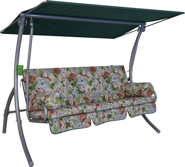Angerer Hollywoodschaukel Dream Wolfgangsee in Creme mit Blumenmuster, inklusive Sonnenverdeck und Kissen - Bild 1