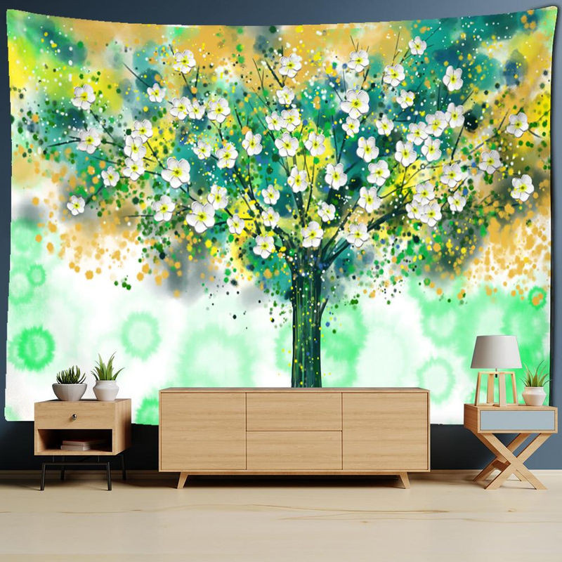 Wandteppich Geldbaum mit psychedelischem Engel im Bohemian Stil, mehrfarbig, B/H: 320 x 182 cm - Bild 1