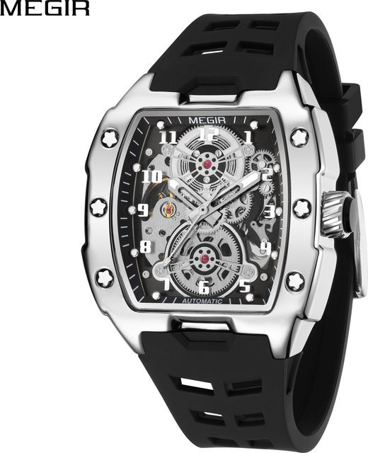 MEGIR Armbanduhr, Automatik, Silikon, Schwarz, Herren - Bild 1