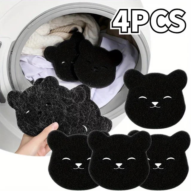 4er-Set Haarentferner in Bärenform als 2-in-1 Waschball für die Waschmaschine und zur Reinigung von Kleidung oder Sofas, Schwarz - Bild 1
