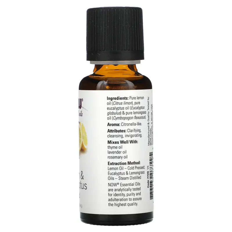 NOW Foods Essential Oils Mischung aus Zitrone, Eukalyptus und Zitronengras in brauner Glasflasche, 30 ml - Bild 2