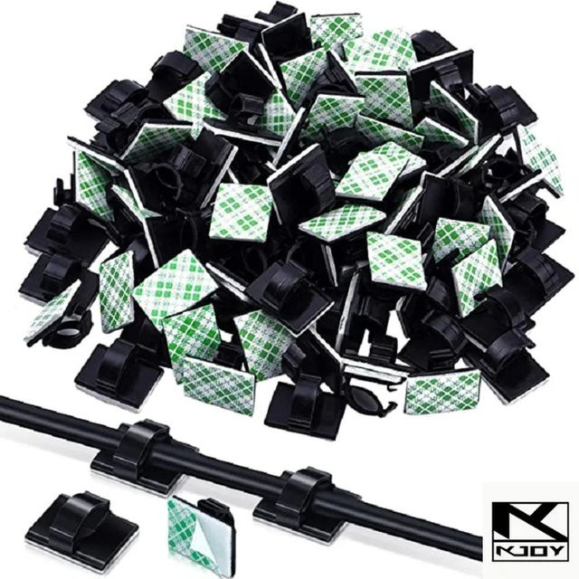 kkjoy Kabel-Organizer-Clips in Schwarz als Kabelhalter und Kabelwickler für deine Kabelorganisation am Schreibtisch - Bild 1