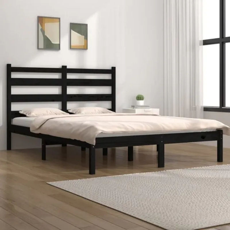 Massivholzbett Vidaxl aus Kiefer in Schwarz, B/T: 200 x 200 cm - Bild 1