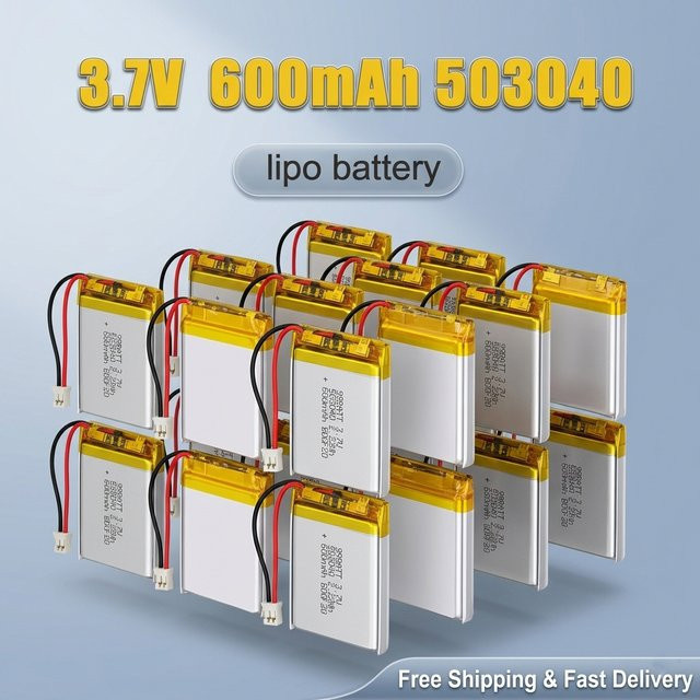 Koonenda Li-Po-Akku 3,7 V 600 mAh wiederaufladbare Lithium-Polymer-Ionen-Batterie in Silber für Dashcam, Bluetooth-Lautsprecher und GPS - Bild 1