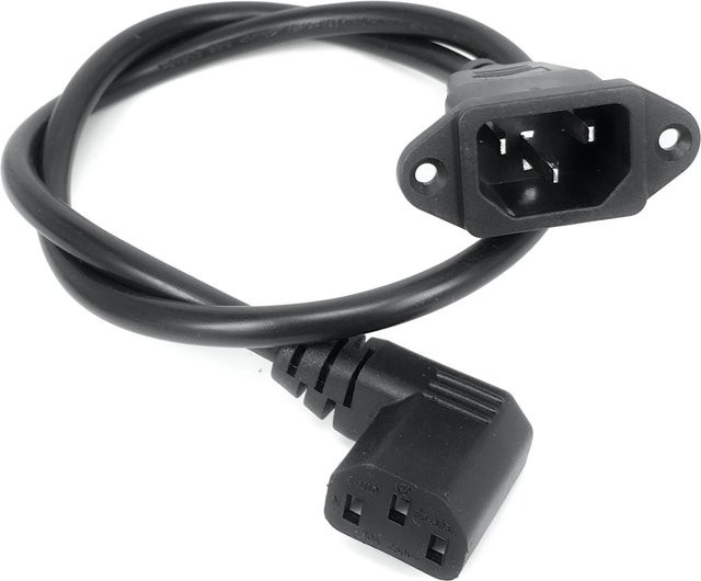 fengyidz IEC320 C14 auf C13 Verlängerungskabel in Schwarz, 60 cm Länge, mit Schraublöchern und rechtwinkligem C13-Anschluss, H05VV-F 3G 0,75 mm - Bild 1