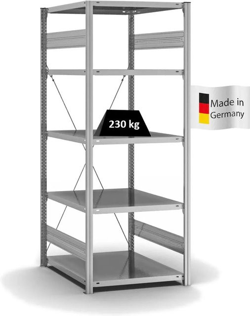 PROREGAL Fachbodenregal Stecksystem T-Profil Medium-Duty, 5 Ebenen, verzinkt, H x B x T: 200 x 75 x 80 cm - Bild 1