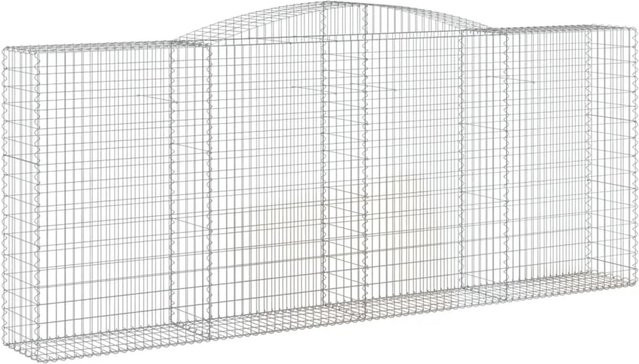 5er Set vidaXL Gabionen mit Hochbogen aus verzinktem Eisen in Silber, B/T/H: 400 x 50 x 160/180 cm - Bild 1