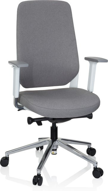 hjh OFFICE Profi Bürostuhl CHIARO T4 WHITE mit Armlehnen und verstellbarer Sitztiefe in Weiß Stoff - Bild 1