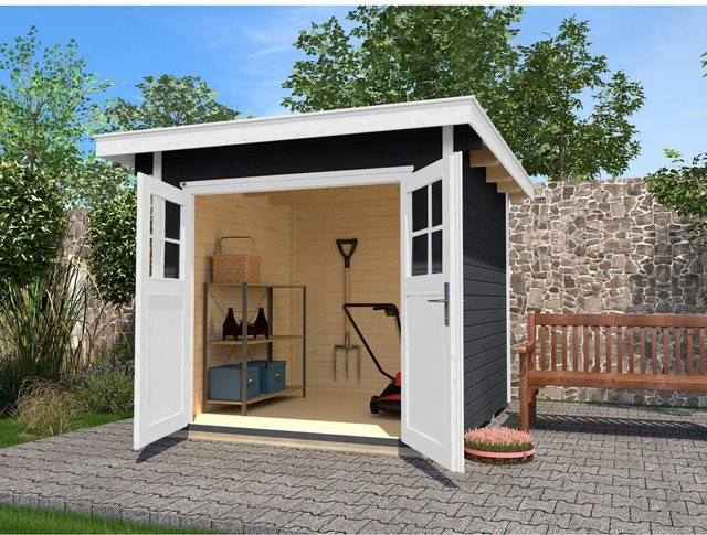 WEKA Gartenhaus Casa Gr. 4 aus Holz mit Flachdach in Grau und Anthrazit, B/H/T: 356 x 224 x 295 cm - Bild 1