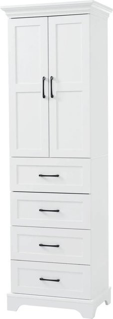 PXloue Badezimmerschrank in Weiß mit Schubladen, Soft-Close-Türen und verstellbaren Einlegeböden - Bild 1