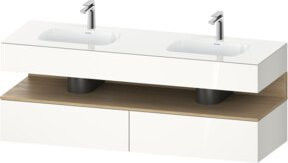 Duravit Qatego Einbauwaschtisch-Möbel-Set mit LED-Beleuchtung in Weiß Hochglanz, B/T/H: 160 x 55 x 60 cm - Bild 1