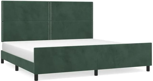vidaXL Bettgestell mit Kopfteil aus Samt in Dunkelgrün B/T/H: 200 x 200 x 128 cm - Bild 1