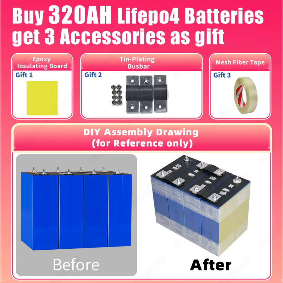PWOD LiFePO4 3,2V 320Ah Lithium-Eisenphosphat-Zelle für DIY 12V 24V Solarenergiespeicher Camping Wohnmobil Boot in Blau - Bild 4