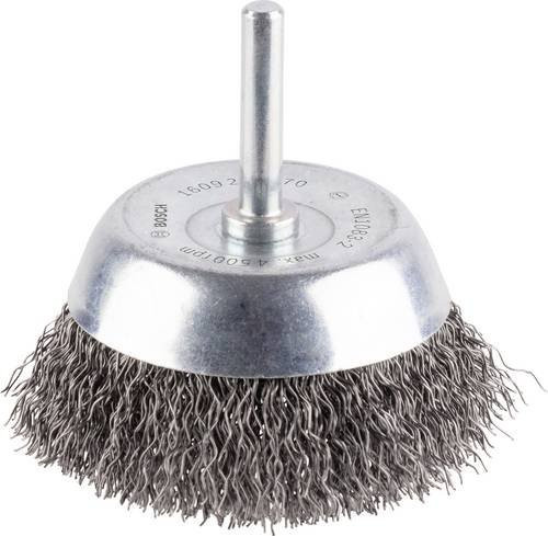 Bosch Topfbürste aus Stahl mit gewelltem Draht in Silber, Durchmesser: 70 mm, Drahtstärke: 0,3 mm, Schaft-Ø: 6 mm - Bild 1
