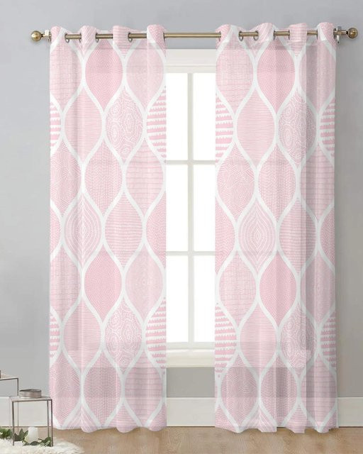 Yiran Furniture Transparente Tüllvorhänge mit geometrischer Textur in Salbeigrün, 2er-Set mit Ösen, Breite: 50 cm, Höhe: 160 cm - Bild 1