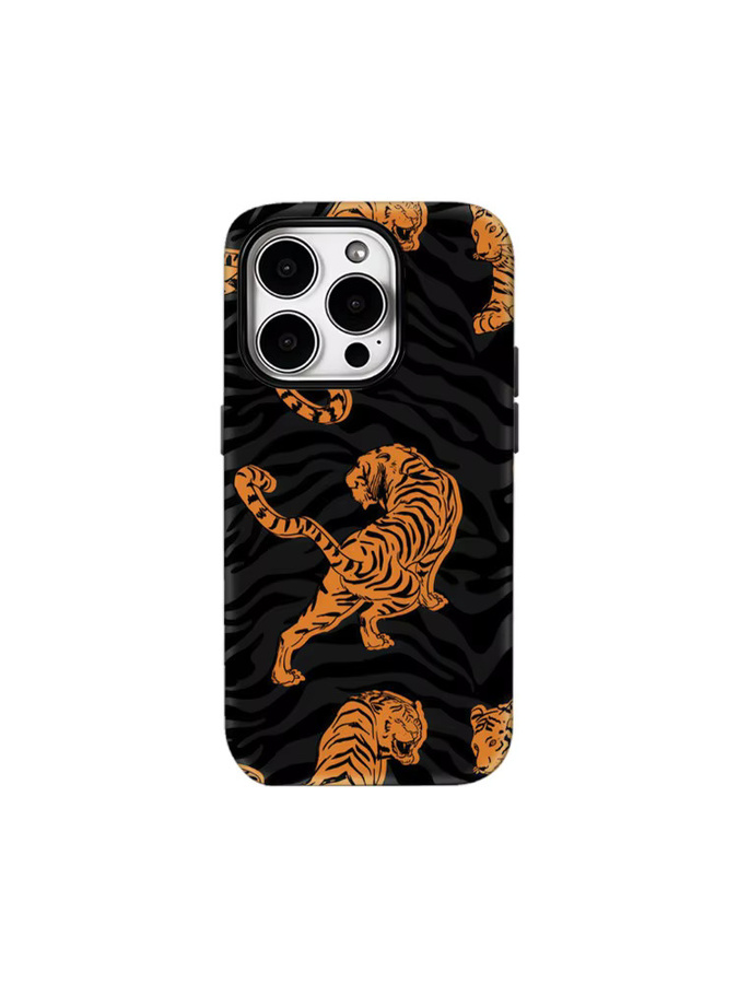 Potdemiel Handyhülle mit Orange-Tiger-Design in Orange und Schwarz, doppelschichtige Rückabdeckung kompatibel mit iPhone 18 17 16 15 14 13 12 Pro Max Plus - Bild 6