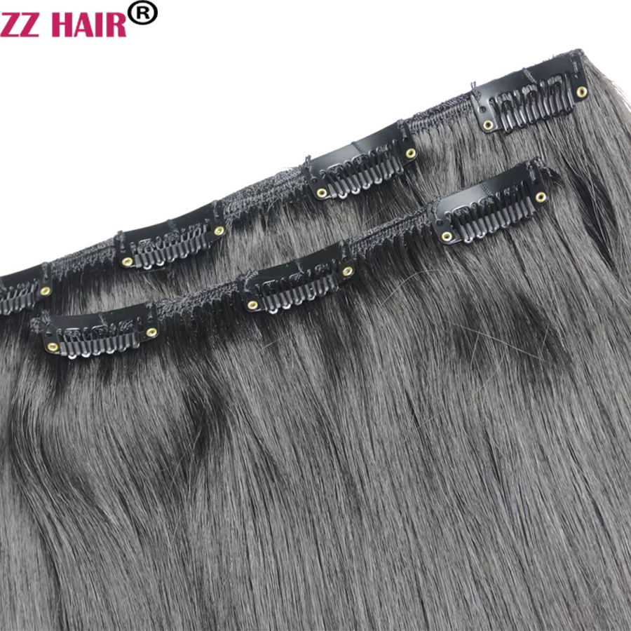 Zzhair Haarverlängerungen Remy Haar Clips-in Set, 140g, gerade - Bild 4