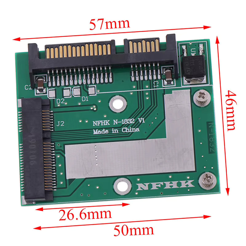 SD&HI MSATA zu 2,5 Zoll SATA 6,0Gbps Adapter-Konverterkarte in Grün zur Speichererweiterung für Mini PCIE SSD Module - Bild 3