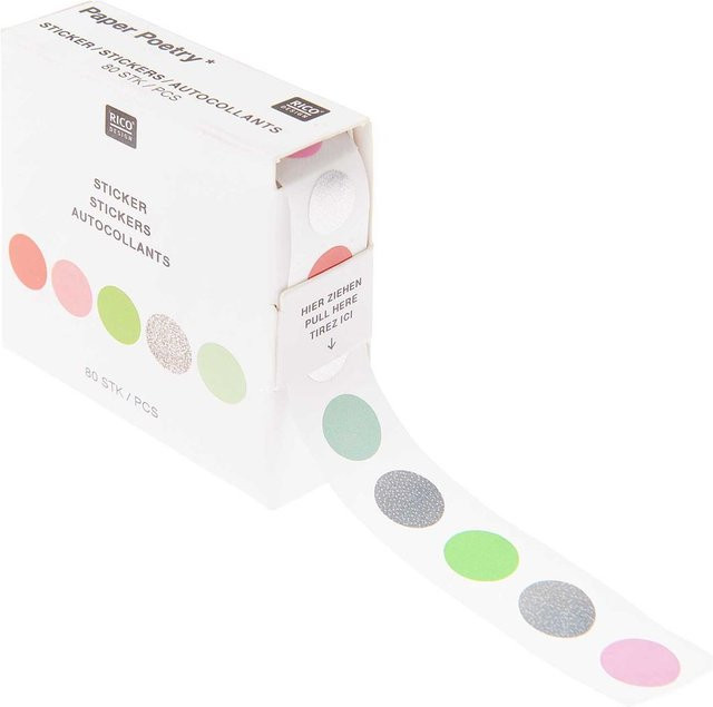 Rico Design Paper Poetry Mini-Sticker Kreise in Neon und Silber auf der Rolle - Bild 1