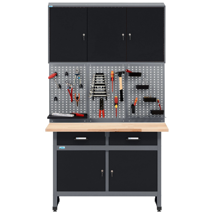 Küpper Werkbank-Set 3-teilig aus Stahlblech Schwarz-Hellgrau Breite: 120 cm - Bild 2