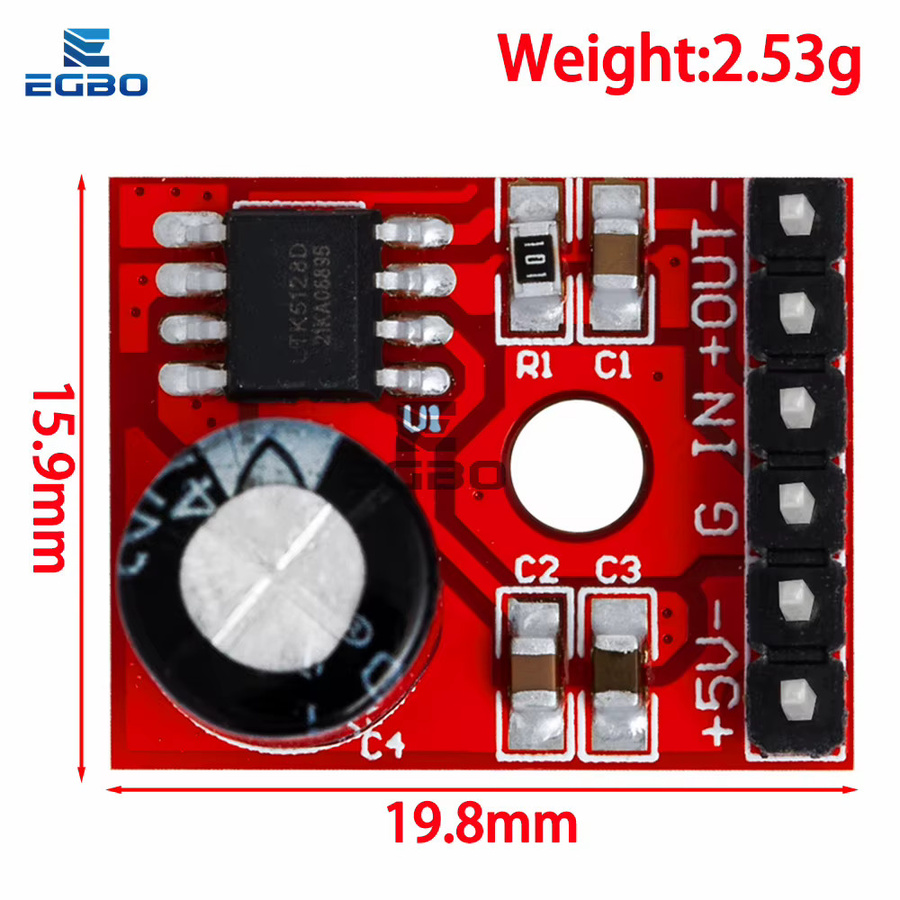 EGBO Mini Klasse AB Audio Power Verstärker Modul VS8871 SFT-MY28, 5V Mono 5W, Rot - Bild 3