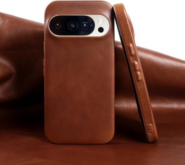 Echte Lederhülle aus Ölwachs für Google Pixel 9 Pro XL, Pixel 10 Pro XL, 8 Pro und weitere Modelle in Braun - Bild 1