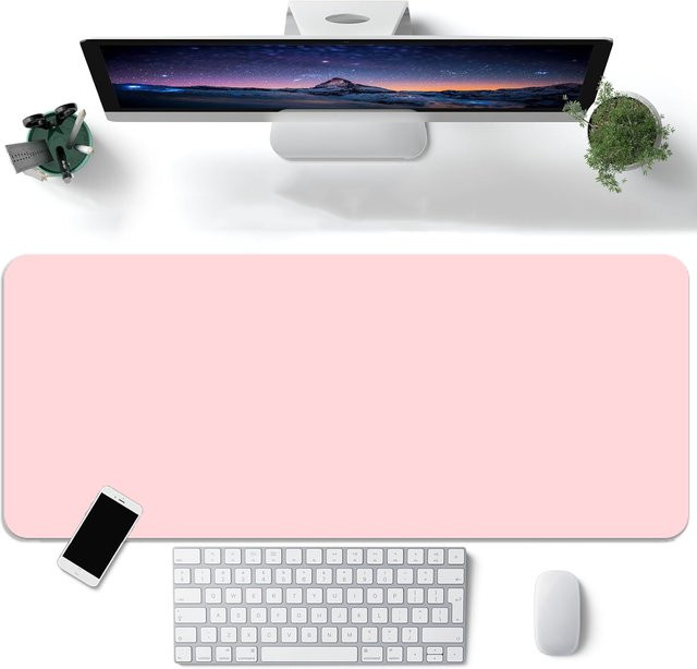 Wasserdichte Schreibtischunterlage aus PU-Leder in Pink als rutschfestes Mauspad und Laptop-Schutzunterlage - Bild 1
