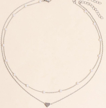 YIRAN Halskette mit Herz Anhänger, Kupfer, Gold, Perle, Zirkonia, Damen