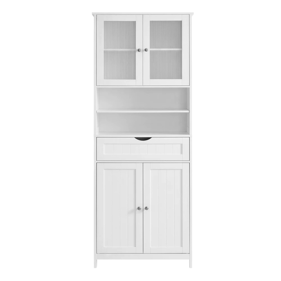 VASAGLE Badezimmerschrank in Weiß mit verstellbaren Ablagen, Türen und offenen Fächern im modernen Design - Bild 2