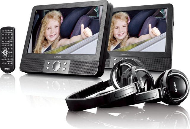 Lenco MES-415 Tragbarer 9 Zoll DVD Player Set in Schwarz mit 2 Autohalterungen und 2 Kopfhörern - Bild 1