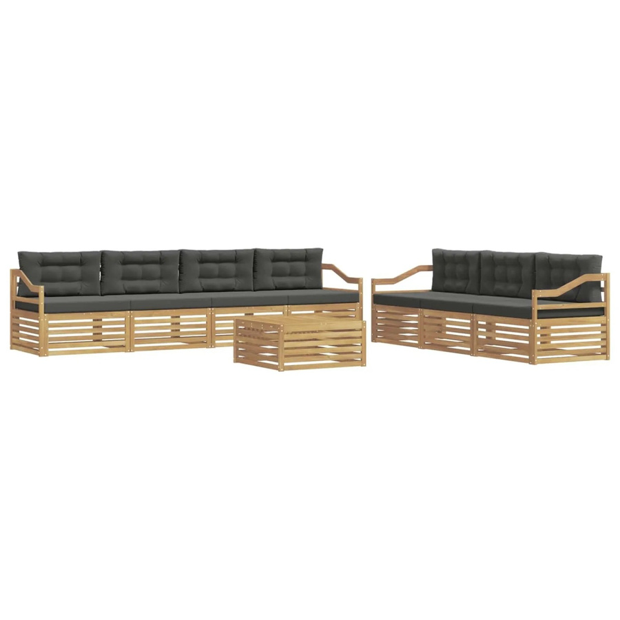 vidaXL Outdoor-Sofagarnitur aus Akazienholz mit 8 Teilen in Anthrazit und Weiß, B/T/H: 79 x 79 x 37 cm - Bild 2