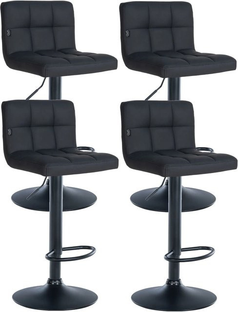 4er Set Barhocker DELUKE RIVAN aus Kunstleder in Schwarz, moderne Barstühle mit Lehne, B/T/H: 40 x 40 x 85 cm - Bild 1