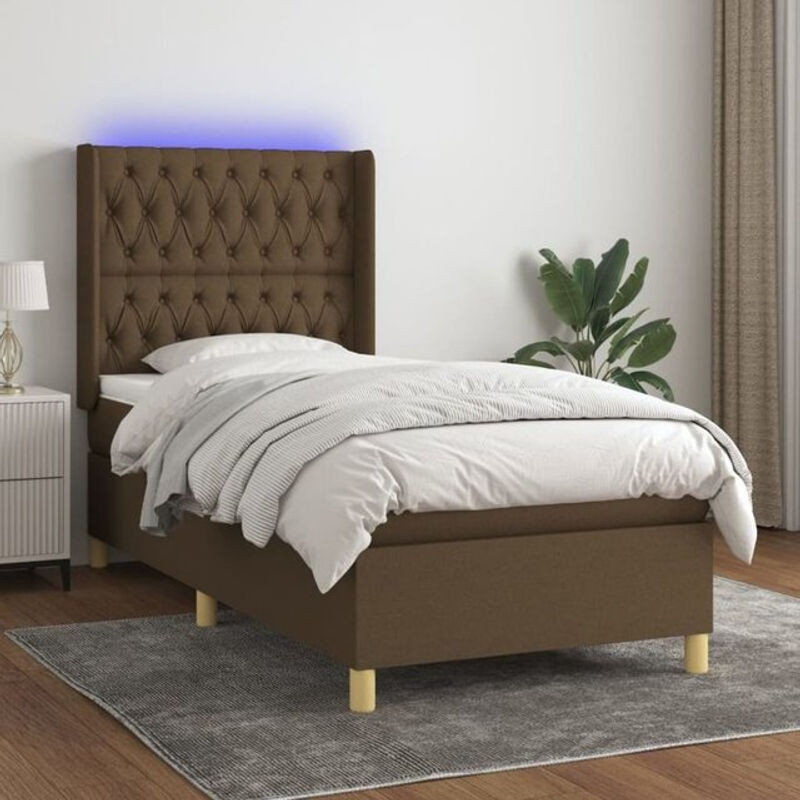 Vidaxl Boxspringbett mit Matratze in Braun aus Stoff und Holzwerkstoff B/T/H: 100 x 200 x 118 cm - Bild 1