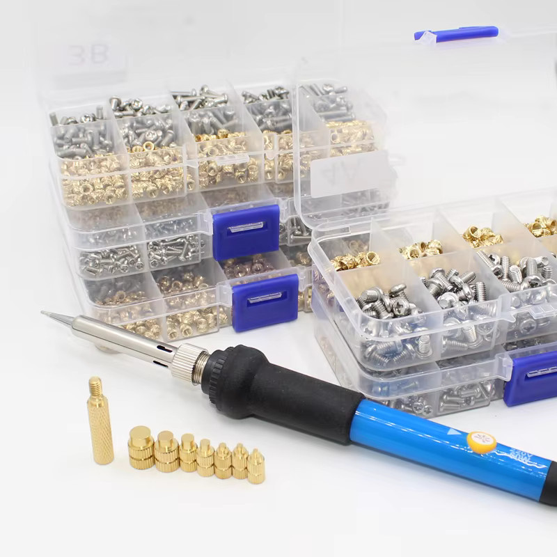 Messing Hot Melt Gewindeeinsätze Set für 3D-Drucker mit M2, M2.5, M3 und M4 Gewinden in Gold und Silber - Bild 2